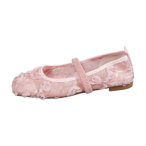 Women's Casual Ballet Comfortable Lace-Up Flat Shoes for Daily Wear with Elastic Band and Pointed Toe Design
