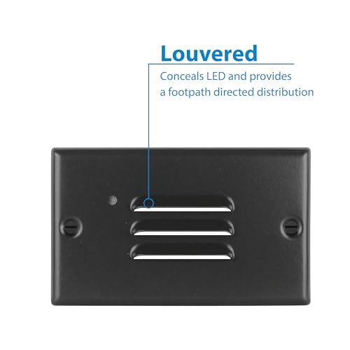 Image of NICOR Lighting STP2 Horizontal Louvered Black LED Step Light with Photocell (STP2L120HBKPC)