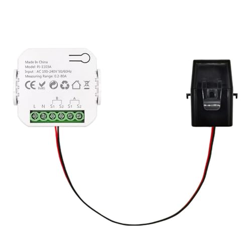 Tuya Wifi Intelligent Energy Meter Power Voltage Current Meter APP Control for Home Industrial Use Real Time Power Statistics Daily Monthly 35mm Rail Mounting (with 1CT)