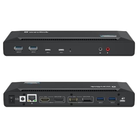 WAVLINK USB C Laptop Docking Station with 100W Power Delivery, Single 5K/ Dual 4K @60Hz for USB-C and Thunderbolt 3 Windows,MacOS 10.14 Later,Ubuntu 20.04,22.04 (2 HDMI,2 DP, 6xUSB, LAN, Audio) Cover