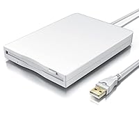 CSL - Externes USB Diskettenlaufwerk FDD 1,44MB 3,5 Zoll - PC und MAC - Slimline Floppy Disk Drive Extern - Portable - Plug and Play - in weiß - Windows 11 fähig