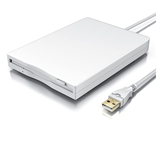 CSL - Disquetera Externa USB FDD 1,44 MB 3,5 Pulgadas - PC y Mac - Slimline Floppy Disk Drive Extern - portátil - Plug y Play - en Blanco - para Windows 11