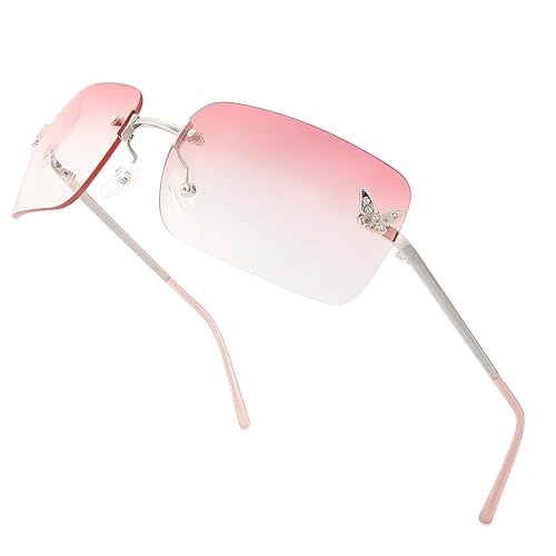 Lunettes de soleil Y2K, Lunette Rose, Accessoires Y2K tendance dégradé rose pour femmes,...