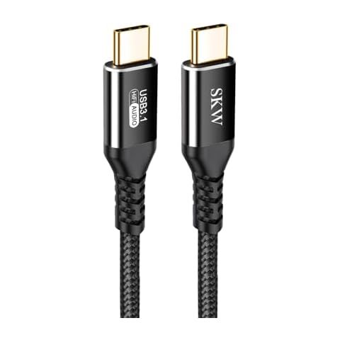 SKW Audiophiles USB C to USB C 3.1 Cable, High Speed Type C 10Gbps 4K Video Data Transfer 100W(5A) Charger Cable with E-Marker 6.5ft / 2M Cover