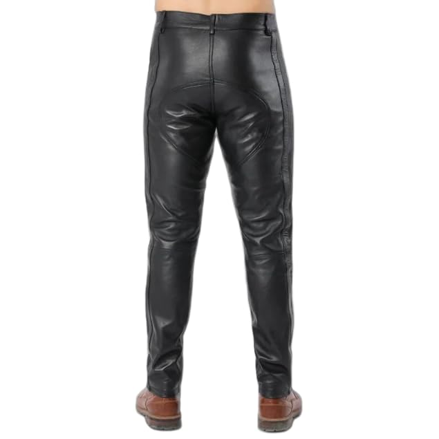 Men's Traditional Leather Fashion Western American Genuine Cowhide Biker Leather Pants4
