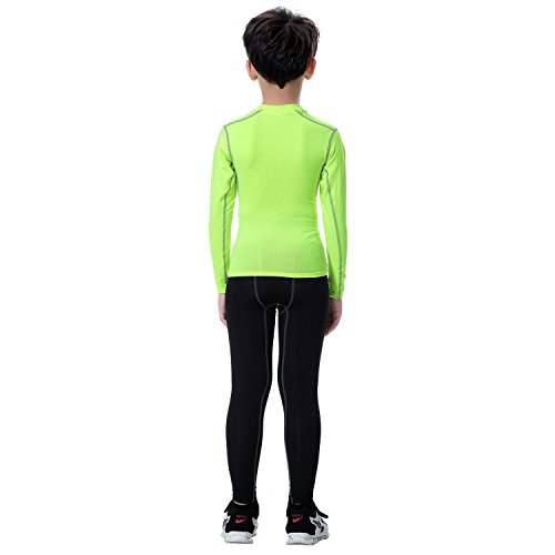 TERODACO Boys Thermal Underwear 2 PCS Athletic Base Layer Kids' Compression Shirts and Leggings Set