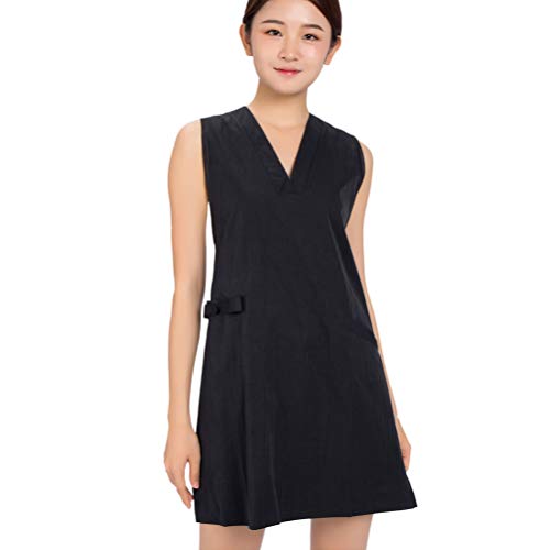 Lurrose Sleeveless Salon Smock Hair Stylist Apron Mesh Back V Neck Hair Salon Jacket Vest Barber Workwear Hairdresser Cape for Salon Shop