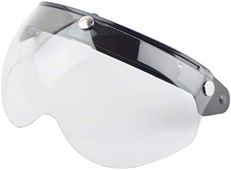 VCOROS Universal Motorcycle Retro Pilot-Style Standard 3 Snap-Button Visor Flip Up Down Open Face Helmet Half Face Shield(Clear)