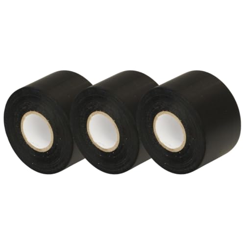 GOCABLETIES - Cinta aislante negra de 50 mm x 33 m para instalaciones eléctricas - Autoadhesiva y resistente, ancha para proteger, agrupar y reparar cables - 3 rollos