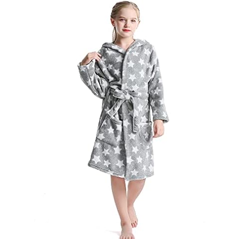 V.&GRIN Girls Fleece Robe with Hood, Soft and Warm Cover