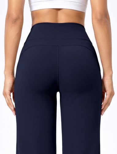 JEKAOYI Womens Wide Leg Yoga Pants Casual Trousers Pants with Pockets Navy - image 5