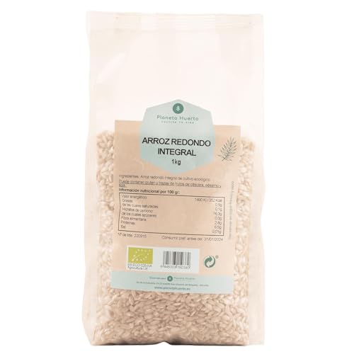 PLANETA HUERTO | Arroz Redondo Integral ECO 1 kg - Arroz Integral de Grano Redondo, Rico en Proteínas y Fibra, Perfecto para Platos Saludables y Nutritivos