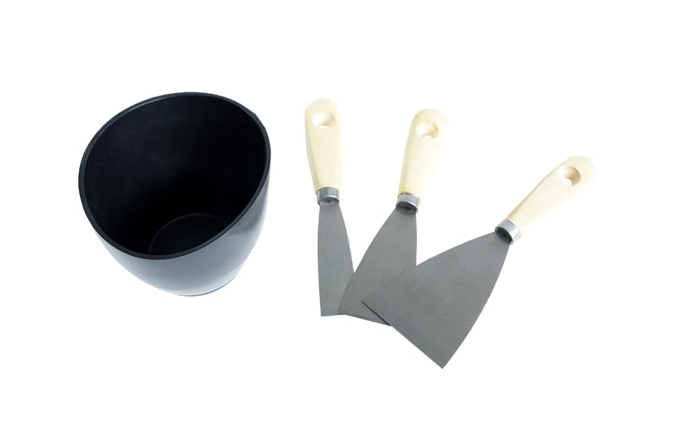 Juego de enlucido de masilla con cuenco y espátulas de 2,5/4,5/7,5 cm