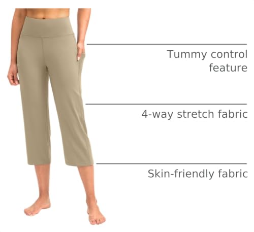 Image of G Gradual Capri Pants for Women High Waist Workout Yoga Pants with Pockets Tummy Control Leggings Crop Straight