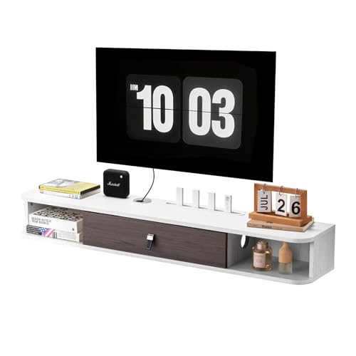 VEVOR TV Schrank hängend Wandhalterung, Fernsehschrank mit Kabelloch,...