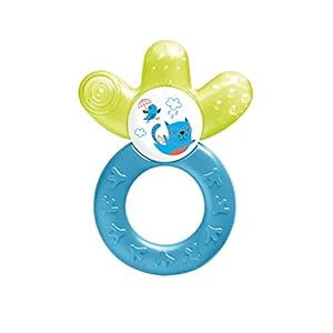 MAM Cooler New, Beißring für Babys fördert Sehsinn & Motorik, Greifling mit Wasserkühlteil erreicht auch die Backenzähne, ab 4+ Monate, gelb/blau