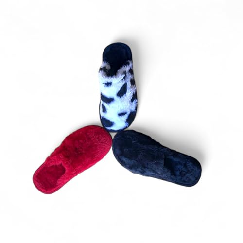 KIT 3 Pantufas de Pel&uacute;cia Unissex Feminina e Masculina Confort&aacute;vel Inverno Chinelo de Quarto...