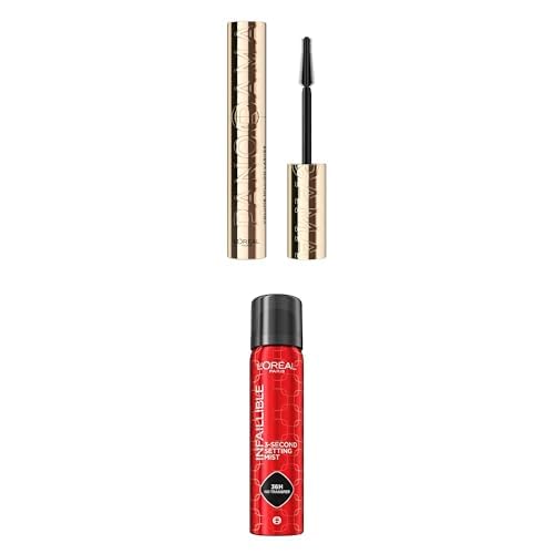 Pack L'Oréal Paris Máscara de pestañas Panorama, Pestañas con Volumen Panorámico, Color: Negro + L'Oréal Paris Spray Fijador de Maquillaje Infaillible, Resistente al Agua, Se mantiene hasta 36h, 75 ml