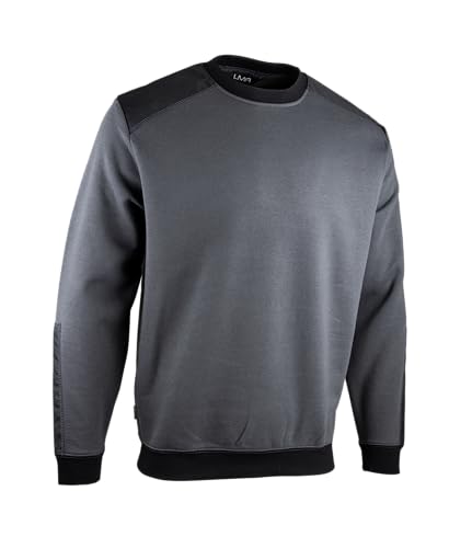 Sweat de travail col rond BUCAREST gris charcoal et noir en taille XL