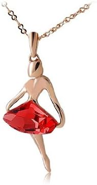 PHAL Rigant Dancing Girl 18K RGP Diamond Necklace (Red)