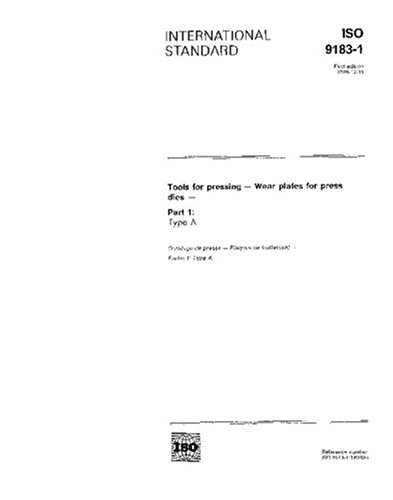 ISO 9183-1:1990, Tools for pressing - Wear plates for press dies - Part 1: Type A
