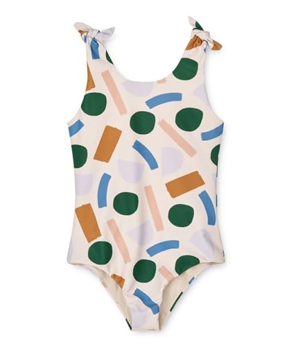 LDIOIF Toddler Girls Bathing Suit One Piece Swimsuit Bowknot Summer Beach Wear Quick Dry Sunsuit Paint Swimwear 18-24M UPF50+