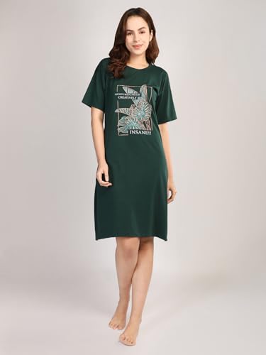 Image of Duchess Cotton Half Sleeve Oversized T-Shirts for Women| Nighty - Loose Fit Tee with Pocket