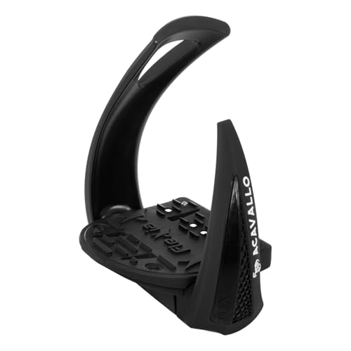 Étriers Flexia S Acavallo en noir 12cm pour vos séances de saut d'obstacles