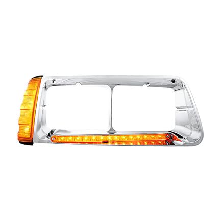 United Pacific32495 Headlight Bezel, 14 LED, with Turn Signal, Amber LED/Amber Lens, for Freightliner FLD