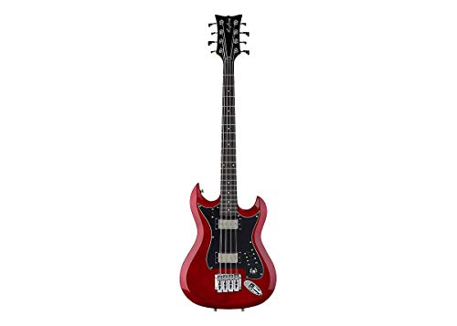 Hagstrom H8II-BLK Guitare basse 8 cordes Noir brillant Wild Cherry Transparent - Les Beatles, Paul McCartney, John Lennon, RIngo Starr, George Harrison Hagstrom H8II-BLK Guitare basse 8 cordes Noir brillant Wild Cherry Transparent – Image 4