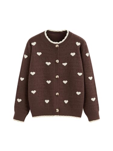 Image of CIDER Cardigan Sweaters for Women Trendy Cute Sweaters Long Sleeve Crew Neck Heart Print Cardigans Spring Fall Outfits
