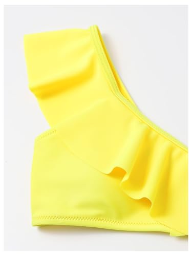 Floerns Girl's Bikini Set Tropical Print Ruffle Trim Cut Out 2 Piece Bathing Suit3