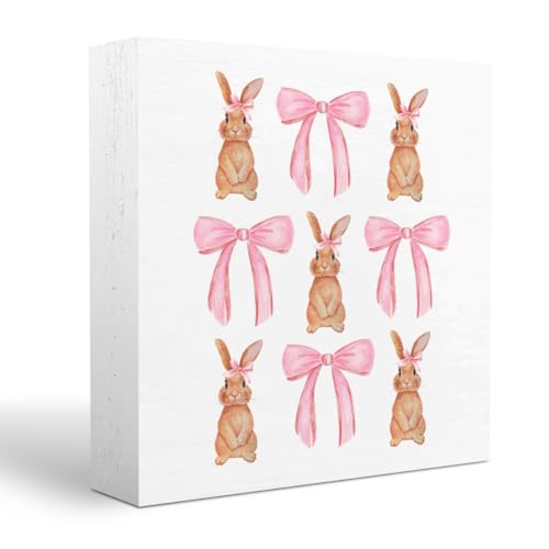 Pink-Bunny-Decor-Easter-Decorations-Easter-Decor-Pink-Bow-Decor-Home-Farmhouse-Office-Bedroom-Church-Decor-Rustic-Rabbit-Wooden-Box-Block-Plaque-Wooden-Box-Sign-for-Desk-Table-Bookshelf-Tabletop Pink Bunny Decor Easter Decorations Easter Decor Pink Bow Decor Home Farmhouse Office Bedroom Church Decor Rustic Rabbit Wooden Box Block Plaque Wooden Box Sign for Desk Table Bookshelf Tabletop