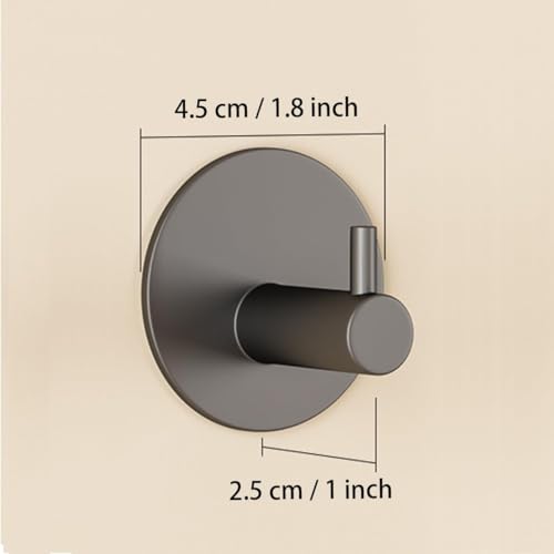 Image of JD FRESH 4 Pcs Self-Adhesive Stainless-Steel Wall Hooks for Hanging /Heavy Duty Waterproof Wal Hangers /Without Drill Sticky Hooks for Kitchen, Bathroom, Door and Office (L-Hook, Black-Round)