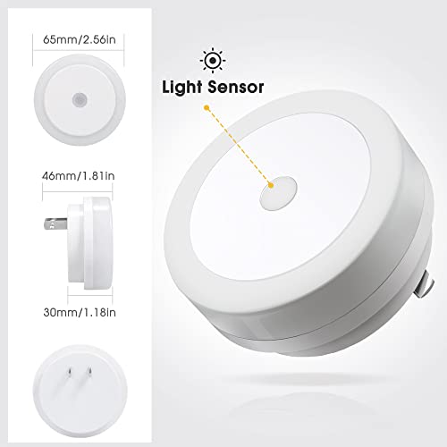 Image of Briignite LED Baby Night Lights Plug into Wall [2 Pack] Light Sensors | LED Night Light for Kids Room, Baby Night Light, Bathroom Night Light, Stair Lights, Hallway Light, White