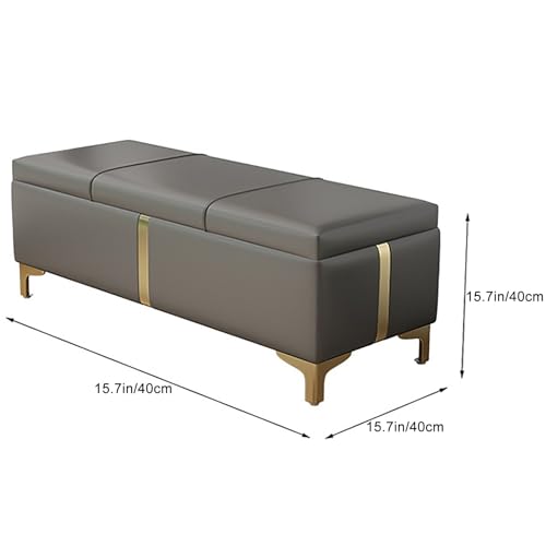 Banc de rangement gris moderne tabouret ottoman entrée chambre