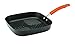 Rachael Ray Hard-Anodized Nonstick 11-Inch Deep Square Grill Pan, Gray with Orange Handle