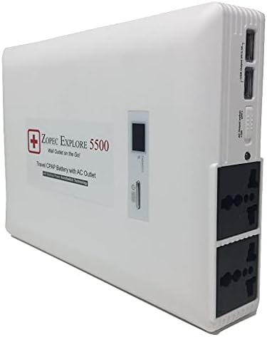 Zopec EXPLORE 5500 CPAP Battery Backup Power Supply (2-3 Nights). Best in Class with Automatic Switch and Uninterrupted Sleep! Works with All CPAP ...
