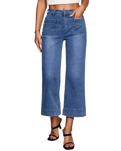 Vetinee Jeans Damen Sommer Jeans 7/8 Damen Sommer Dunkelheit Blau Größe Medium Passt EU Größe 38 bis EU Größe 40