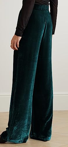 loveimgs Women's Casual Elastic High Waist Velvet Long Pants Wide Leg Palazzo Lounge Pants with Pockets2