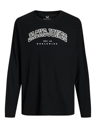 Jack&Jones Junior Jjecaleb Varsity tee LS O Neck Jnr Camiseta de Manga Larga para niño, Negro/Ajuste: Suelto, 164