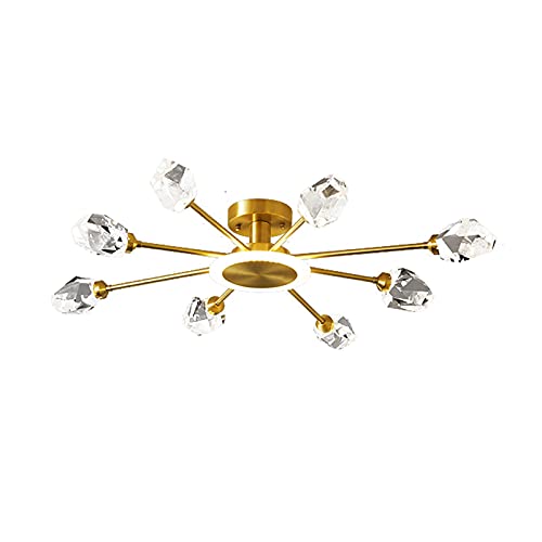 Elegancia atemporal en lámpara de techo de cristal y oro con acabado prémium de 95x16cm