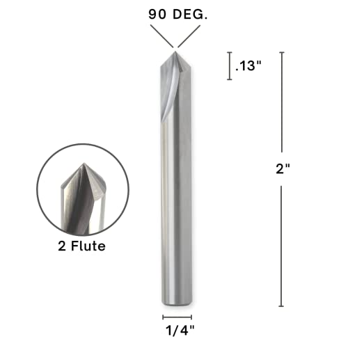 Routybits - 90 Degree - V Bit Engraver - 1/4 Inch Shank, Solid Carbide, Engraving, Cnc Router Bits #TOP1