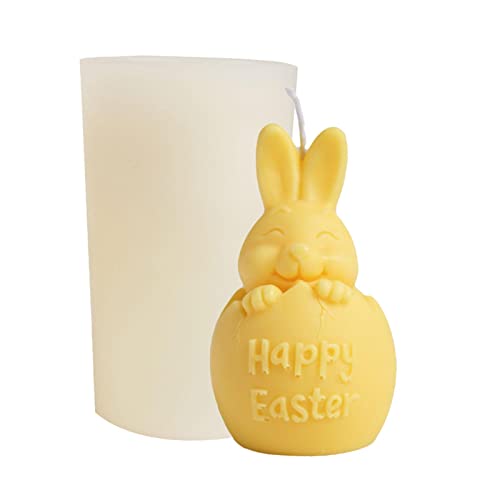 pologmase Moldes De Velas De Conejo De Pascua, Molde De Silicona De Conejo De Pascua, Molde De Huevo De Conejo De Pascua para Velas DIY, Pasteles, Jabón, Decoraciones Artesanales Cover