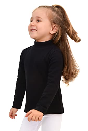 Image of Lilax Girls' Basic Long Sleeve Mock Turtleneck Cotton T-Shirt