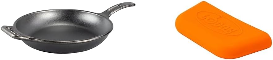 Lodge BOLD 12 Inch Seasoned Cast Iron Skillet + Lodge BOLD Silicone Assist Handle Holder - Electric Blue