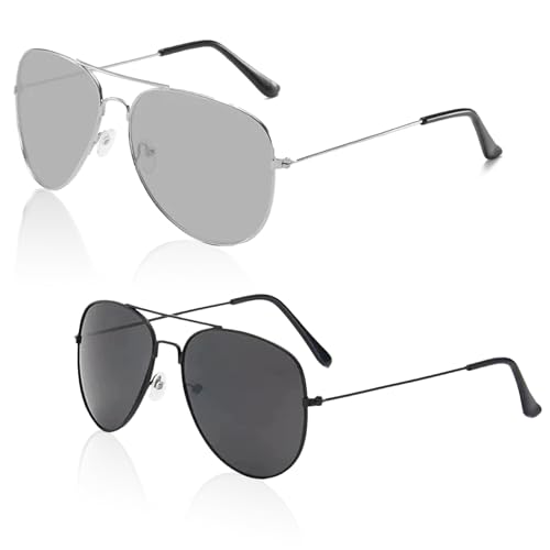 SAIIURV 2 pares óculos de aviador de piloto de polícia para crianças, óculos de sol polarizados estilo militar, óculos de festa retro infantis, acessórios de disfarces para festivais carnaval cosplay