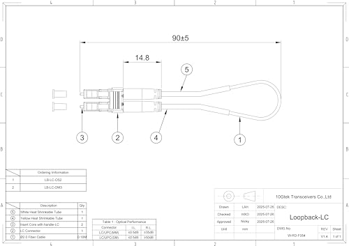 Image of 10Gtek [4-Pack] LC Fiber Optic Loopback Adapter - LC Connector Singlemode 9 /125 (OS2) Test Plug for Testing Applications or Network restorations