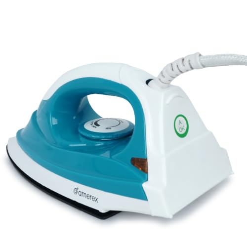 Image of 1000W Dry Iron with Non-Stick Soleplate Fast Heating Clothes Iron | 6 Adjustable Fabric Temperature Settings | 360 Swivel Cord | Lightweight Ergonomic Design for Smooth Ironing