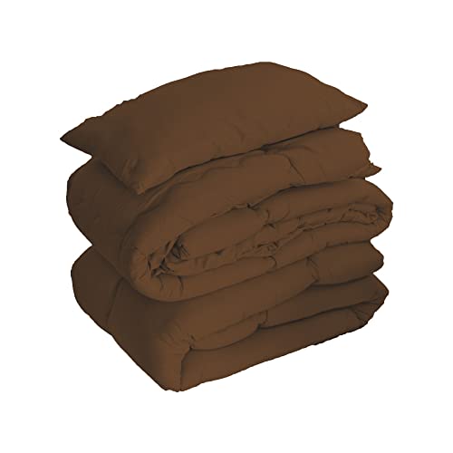 布団セット シングル 3点セット ブラウン S 掛け布団 敷き布団 枕 抗菌 防臭 丸洗い可能 ピーチスキン加工 無地 シンプル